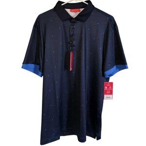 NWT Redvanly Athletic Luxury Ramey Polka Dot Polo Dark Blue